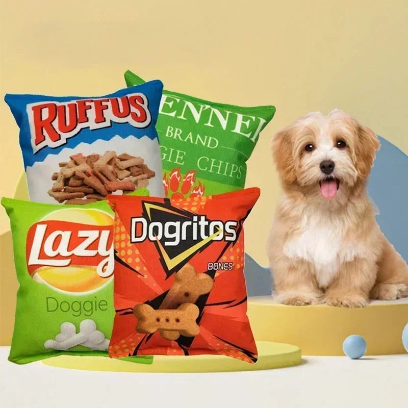 Pet Dental Chew Toy - Bolsa de patatas fritas, divertidos juguetes